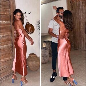 Camila Coelho Revolve Arnoldo Midi Dress in Rust Pink Small